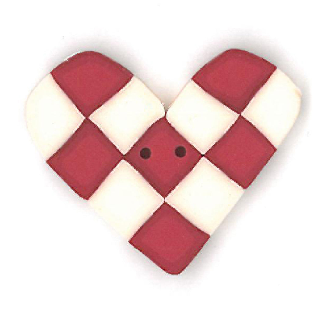 large red & white checked heart