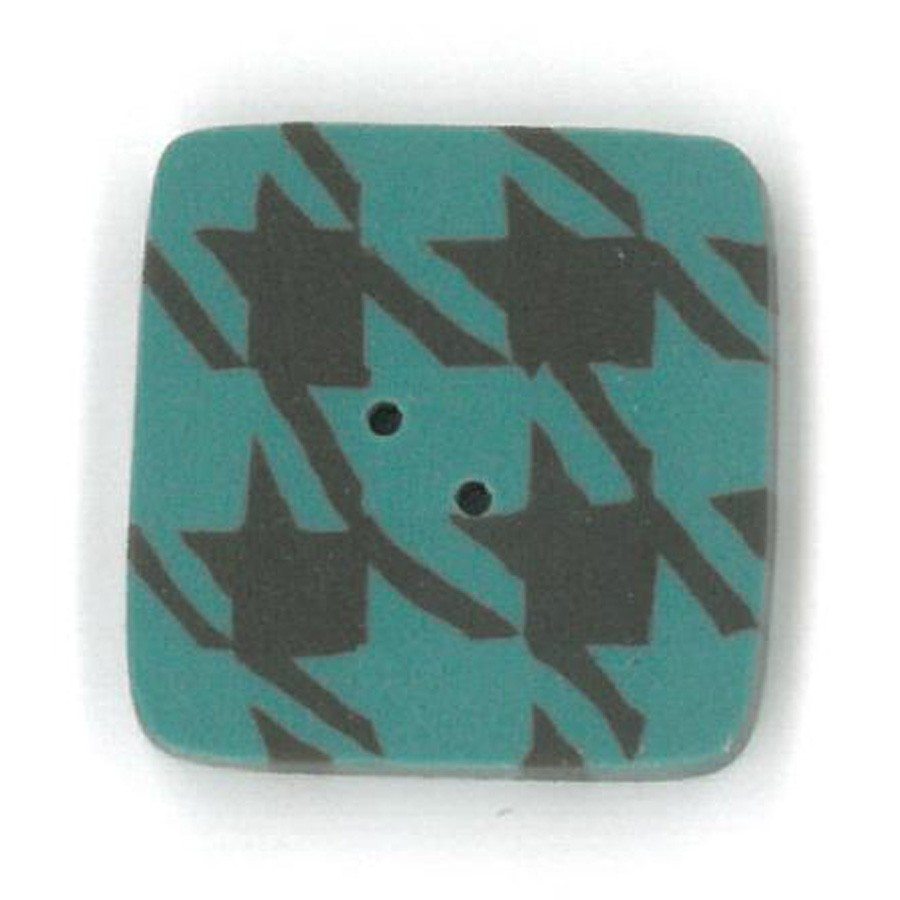 brown and teal houndstooth button