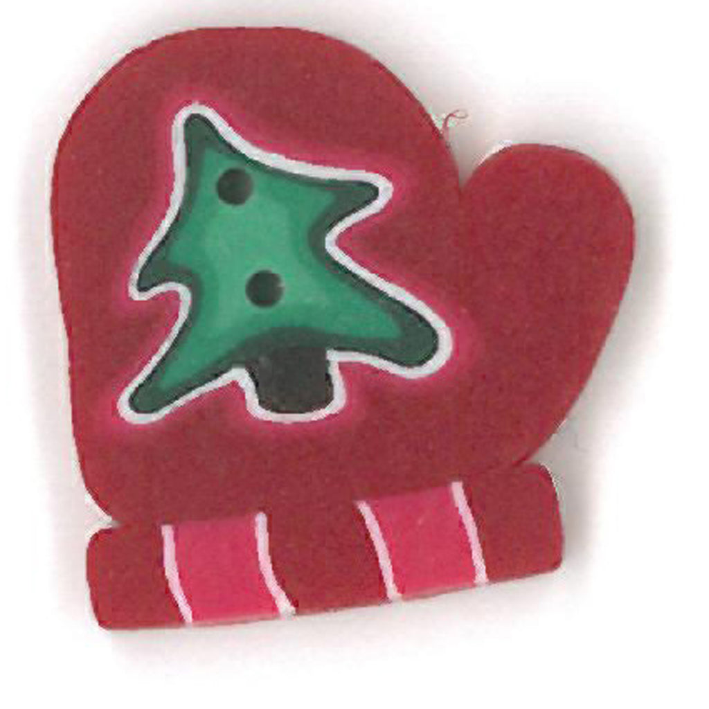 small red mitten with tree