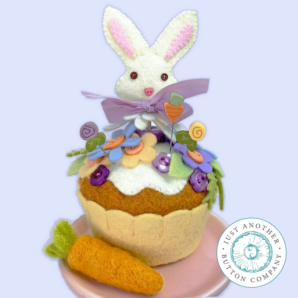 Cottontail & Carrot Cupcake Pincushion --supplies only, pattern & pins sold separately