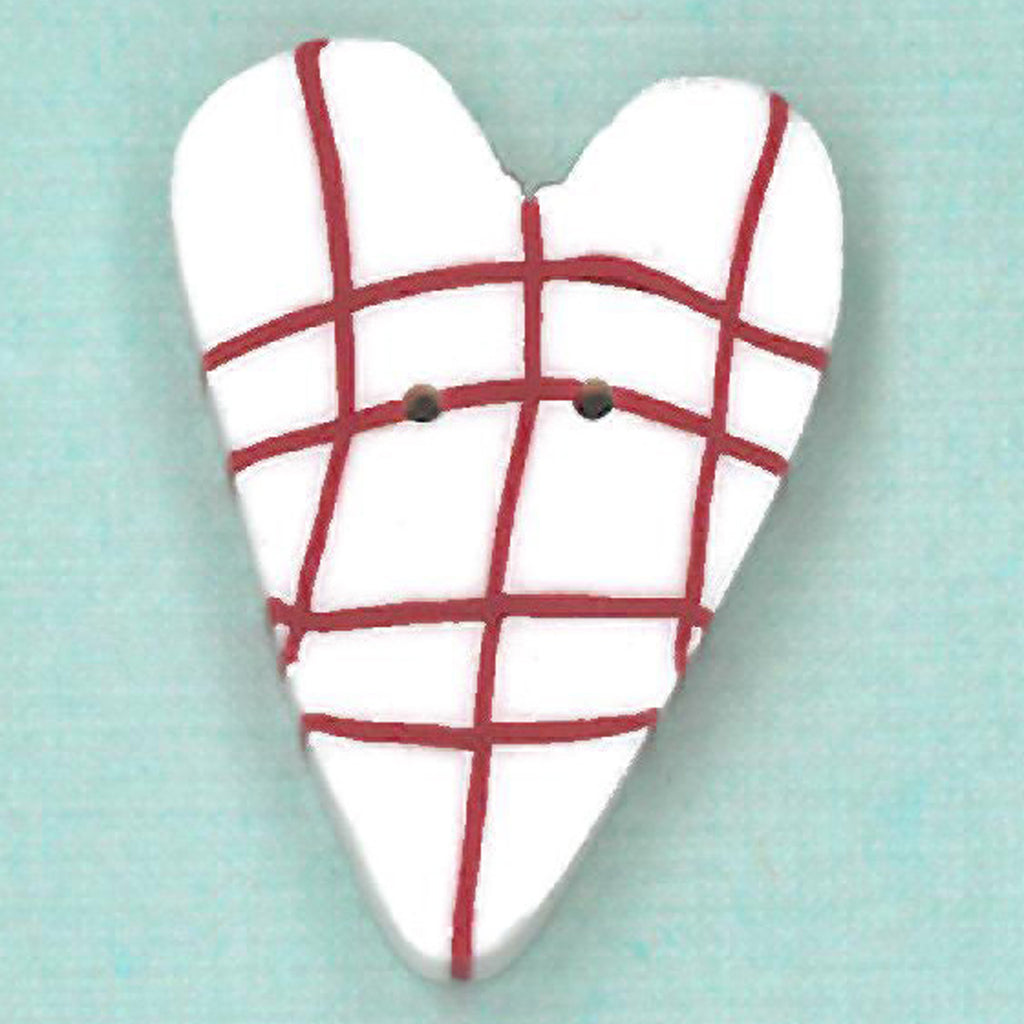 white plaid heart - red & white