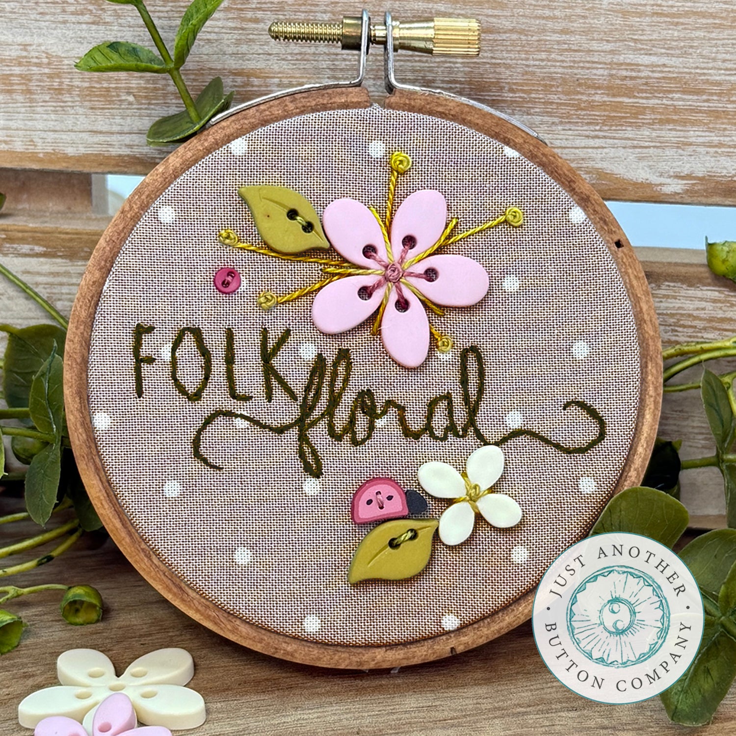 Folk Button Folk Garden Buttons: Pink Poppy – Just Another Button Company