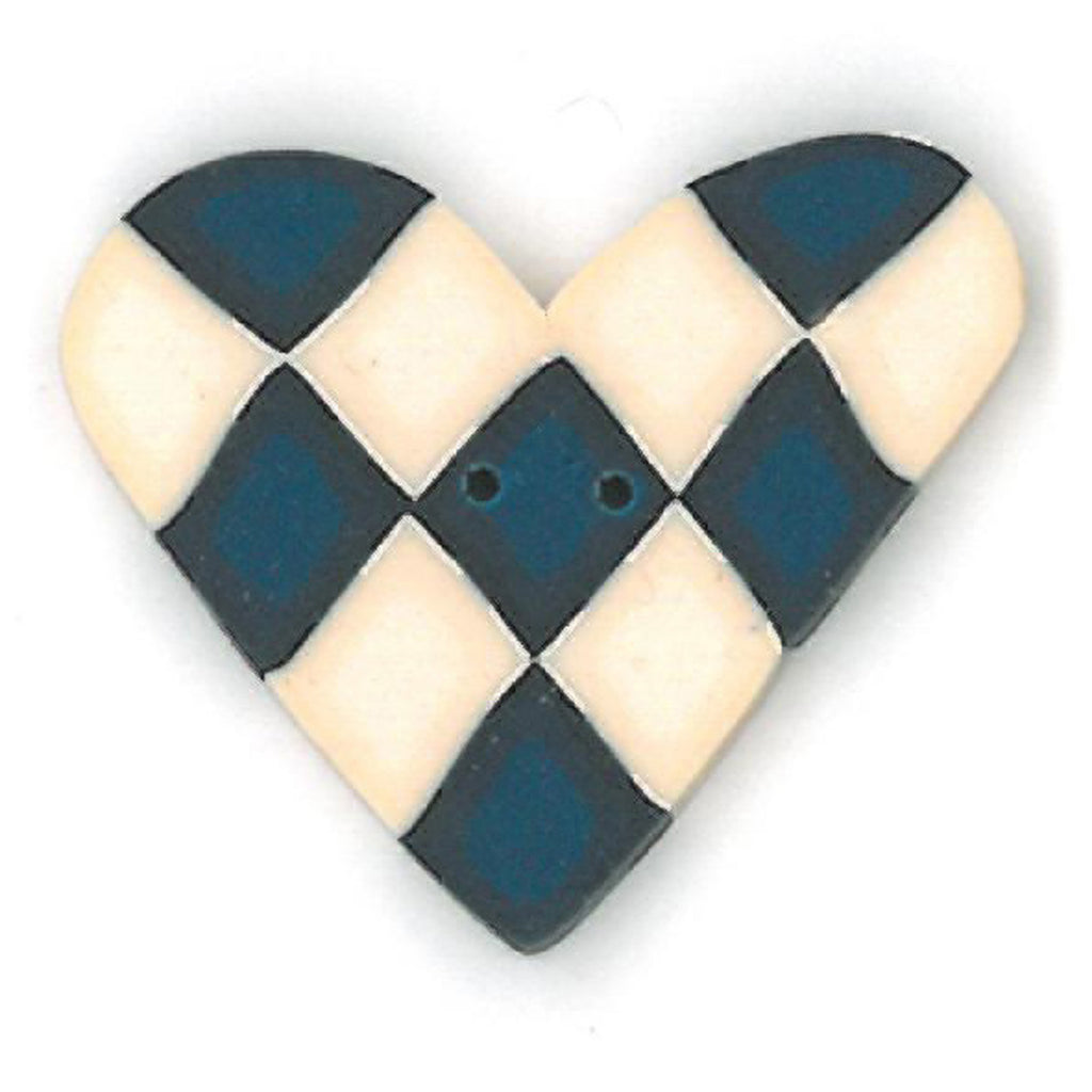 blue & white checked heart