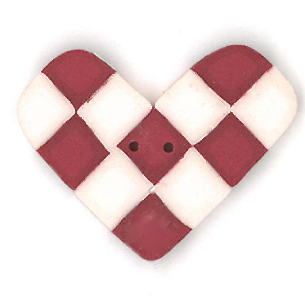 overdyed red & white checked heart