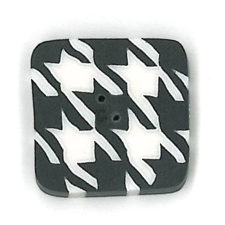 black and white houndstooth button