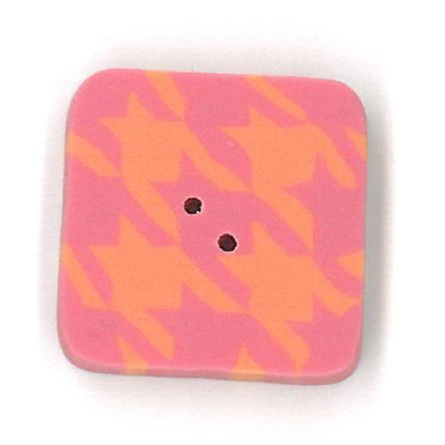 pink and orange houndstooth button