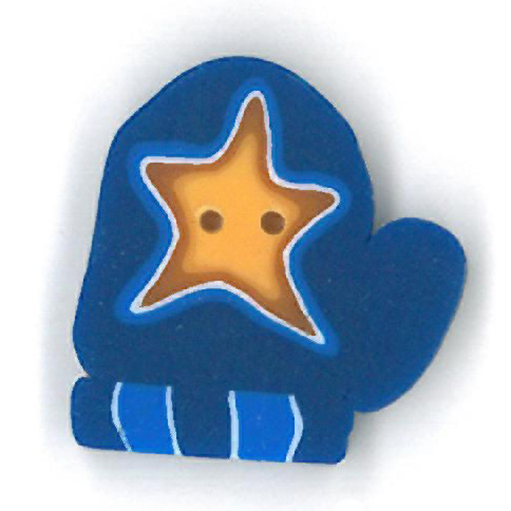 small blue mitten with star