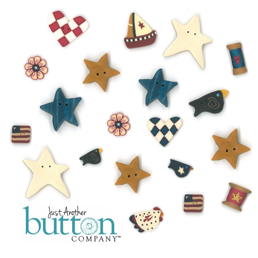 Just Another Button Company button pack for Country collectibles garland
