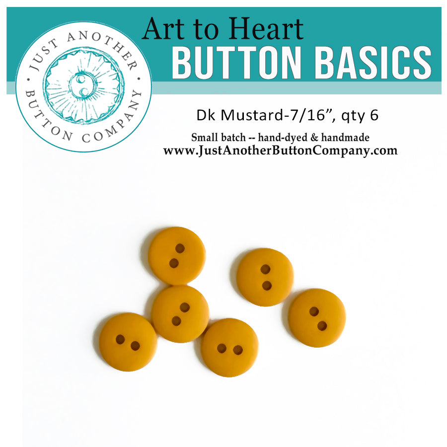 Art to Heart Button Basics - 6 Dk Mustard - 7/16"