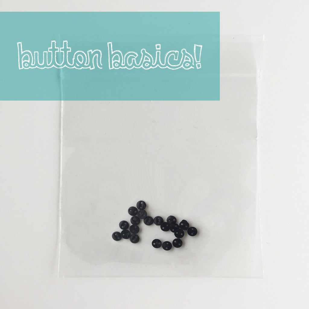 Button Basics - 20 Black Matte Finish Buttons - 3mm