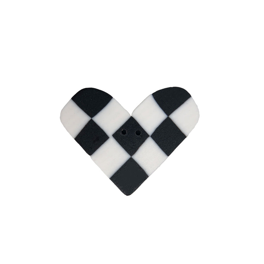 black & white checked heart
